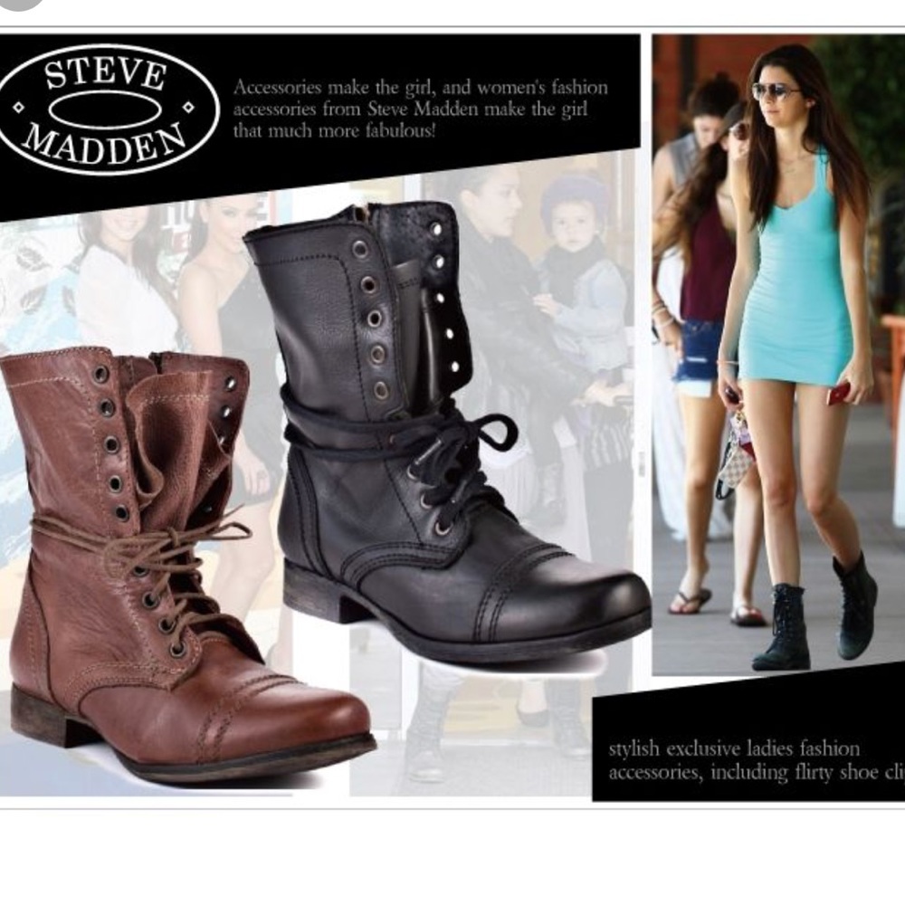 Steve Madden Black leather Troopa Boots 7